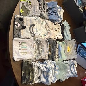 LOT of 23 short sleeve baby boys onesies ranging from 0-3m, 3m and 3-6m